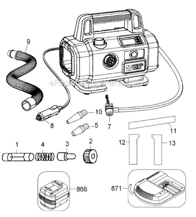 Page A Diagram and Parts List for PCC583B Type 1 Porter Cable Compressor